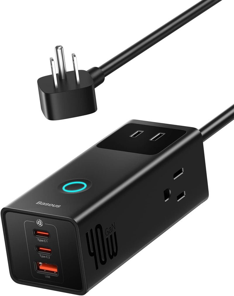 Baseus Power Strip PD40W USB C Charger Extension Cord with 3 AC Outlets & 3 USB Port Fast Charging Charging Station for Office Dorm Room Home - Image 1